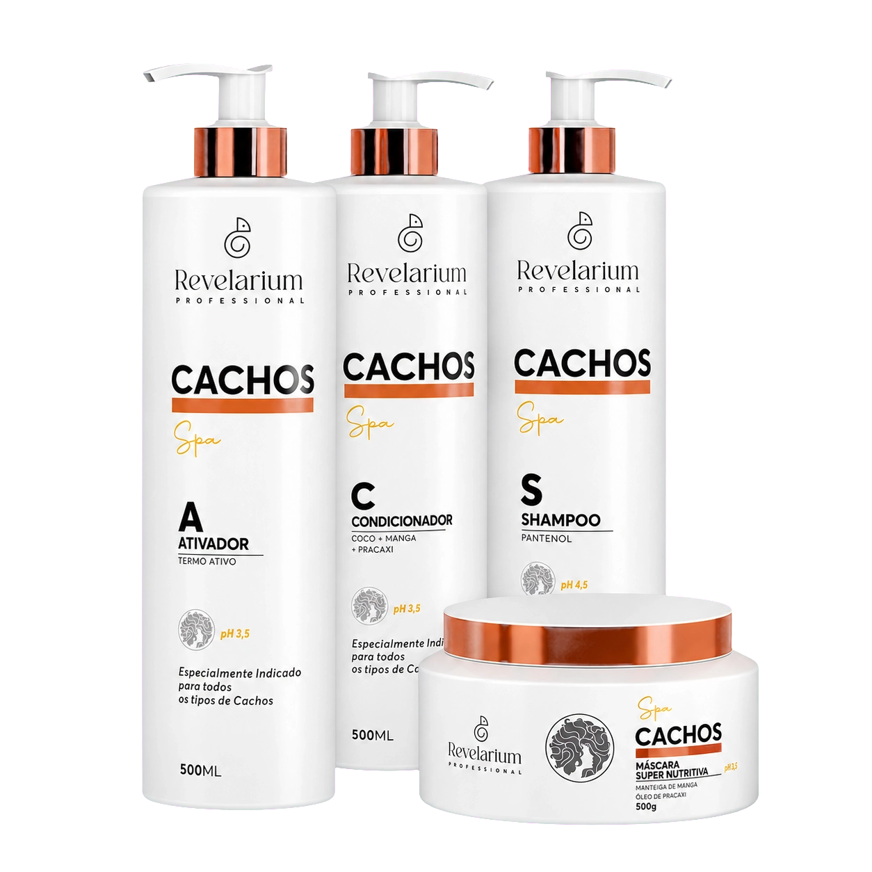 Kit Cachos SPA Shampoo, Condicionador, Máscara e Ativador