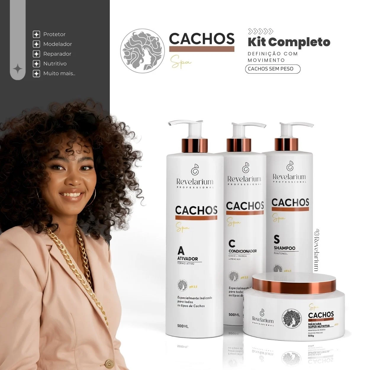 Kit Cachos SPA Shampoo, Condicionador, Máscara e Ativador Revelarium - imagem 2