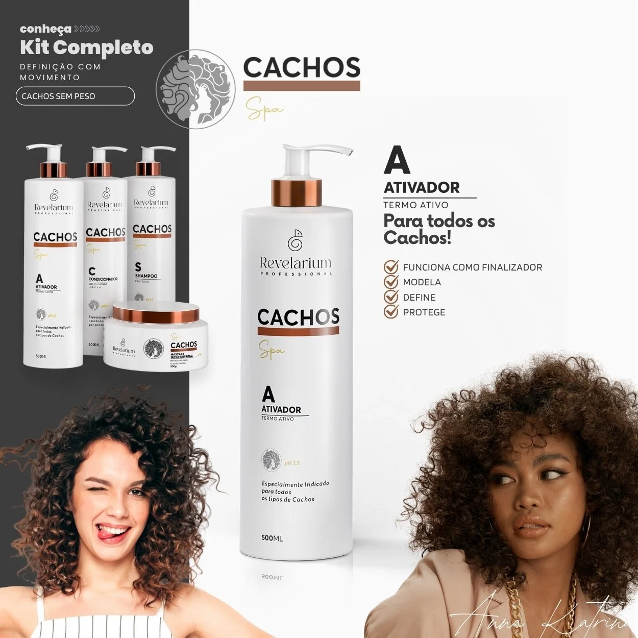 Kit Cachos SPA Shampoo, Condicionador, Máscara e Ativador Revelarium - imagem 3